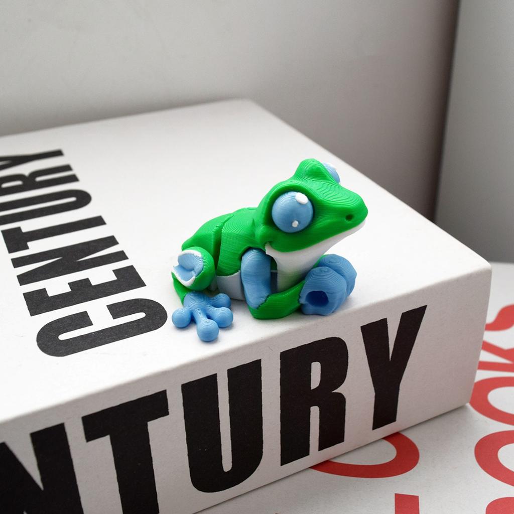 Simulation Of Blue And Green Frog Toy Statue 3D Printing Toy Creative Joints Movable Small Frog Model Home Decoration Funny Gift