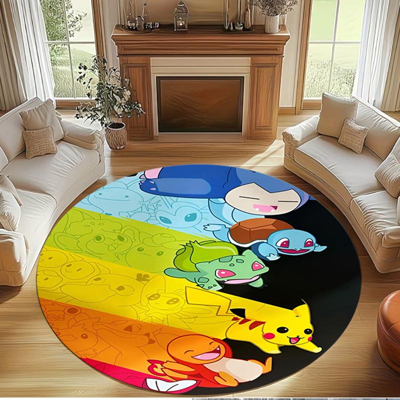 Pokemon Print Round Rug, Washable Floor Carpet, For Entryway Dorm Laundry Room Office Study, Home Decor Birthday Christmas Gift