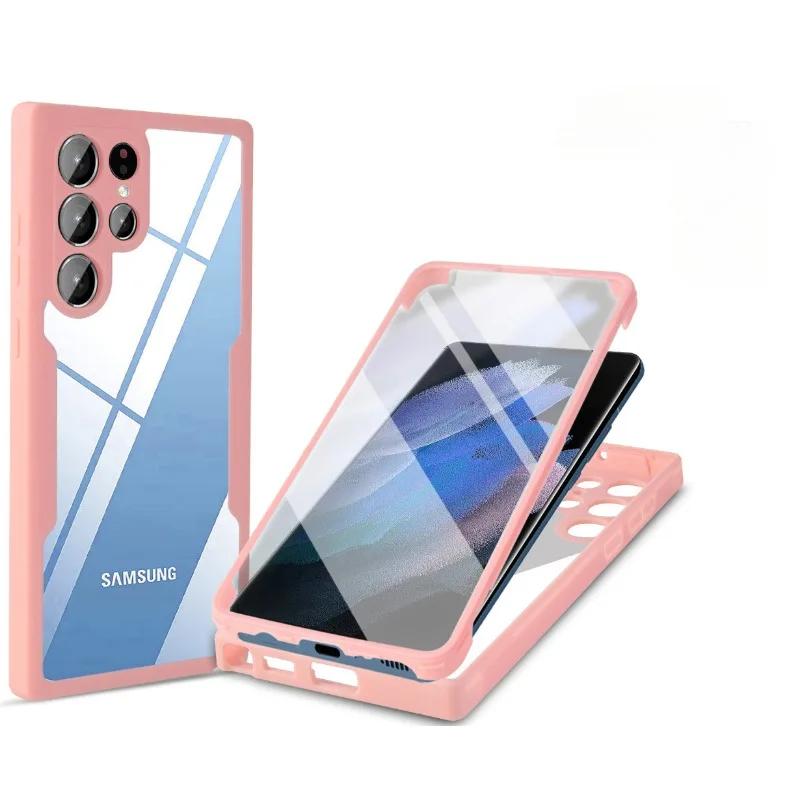 360 Clear Phone Case for Samsung Galaxy S24 S22 S25 Ultra Plus S23 FE A05S A54 A16 A06 A36 A56 A26 Creen Full Protection Cover