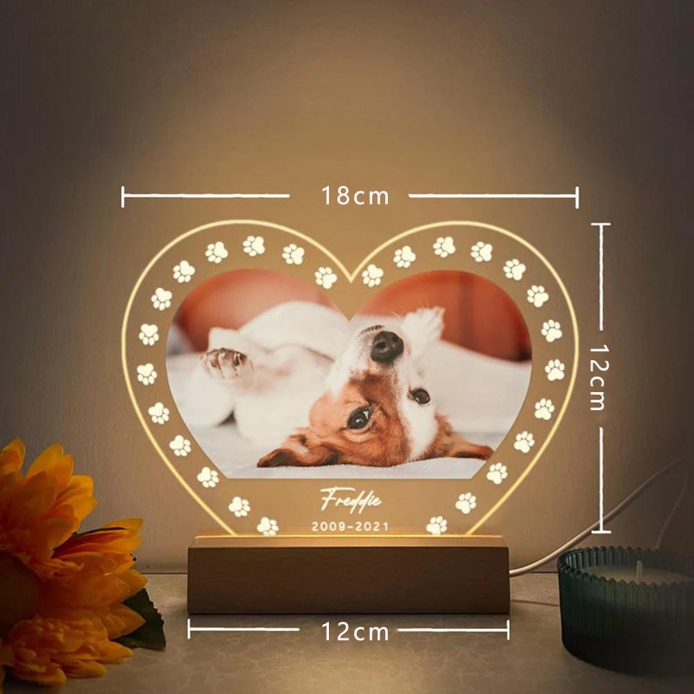 Personalized Dog Memorial Night Light Custom Dog Photo Pet Loss Gift Remembrance Keepsake Sympathy Gift for Dog Owners to Honor