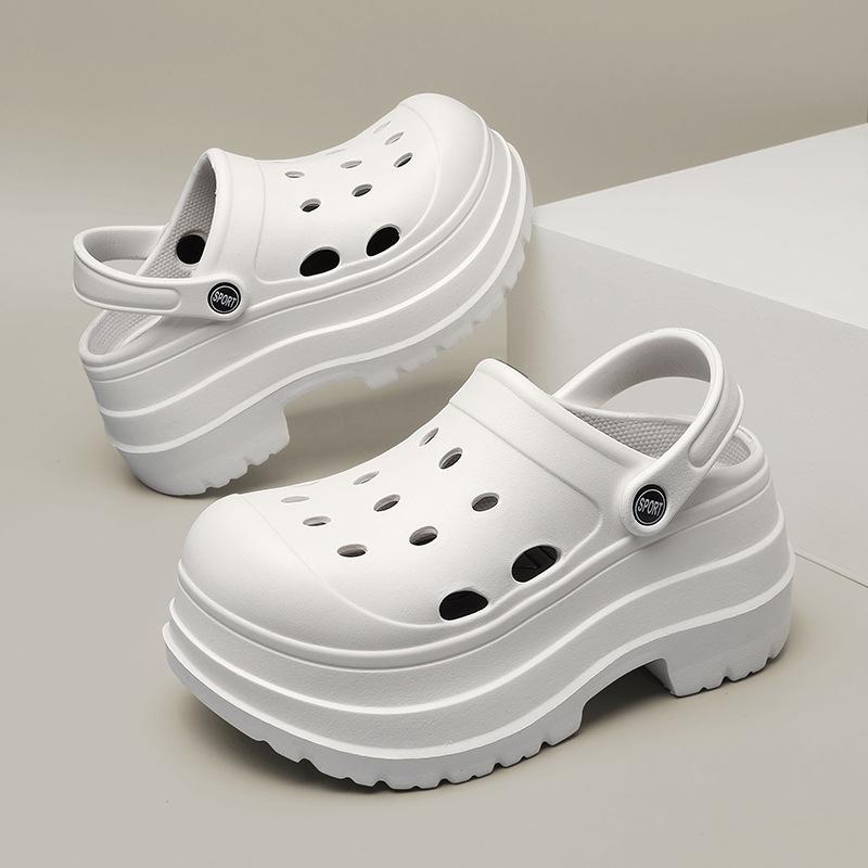 

Design sense thick-soled hole shoes women s height increase summer new fashion outer wear beach shoes small high-heeled sandals women 40/41 хакі