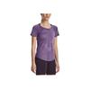 Under Armour Striped Print Crew Neck Short Sleeve T-Shirt Women Tops Purple 1376814-571