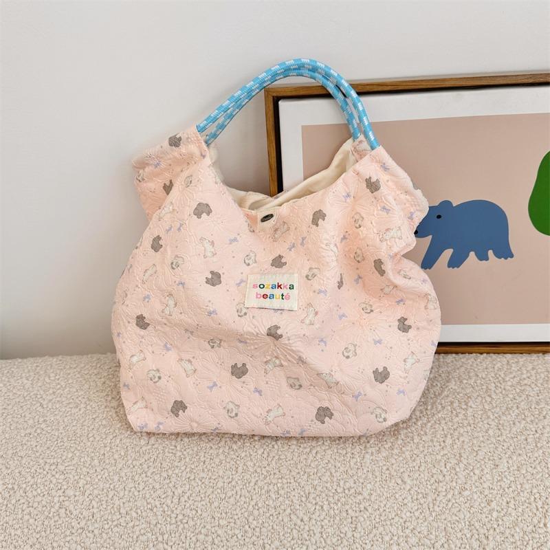 

41 Cartoon embossed rabbit hand bag female hand shoulder canvas bag commuter bag shopping bag