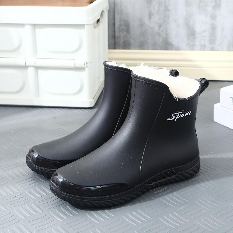 Fashion short rain shoes men wear water shoes outside the four seasons non-slip students short rubber shoes thickened water boots rain boots