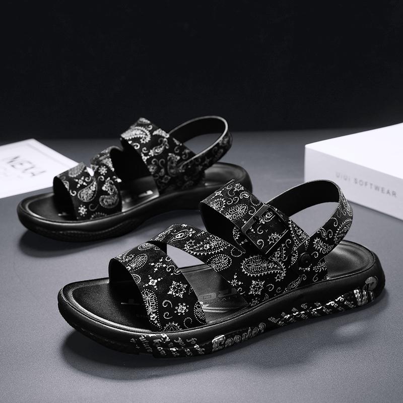 

Men s High Quality Casual Sandals Summer Outdoor Anti Slip Soft Sole Comfort Beach Shoes Fashion Lazy Driving Slipper 39 чёрный