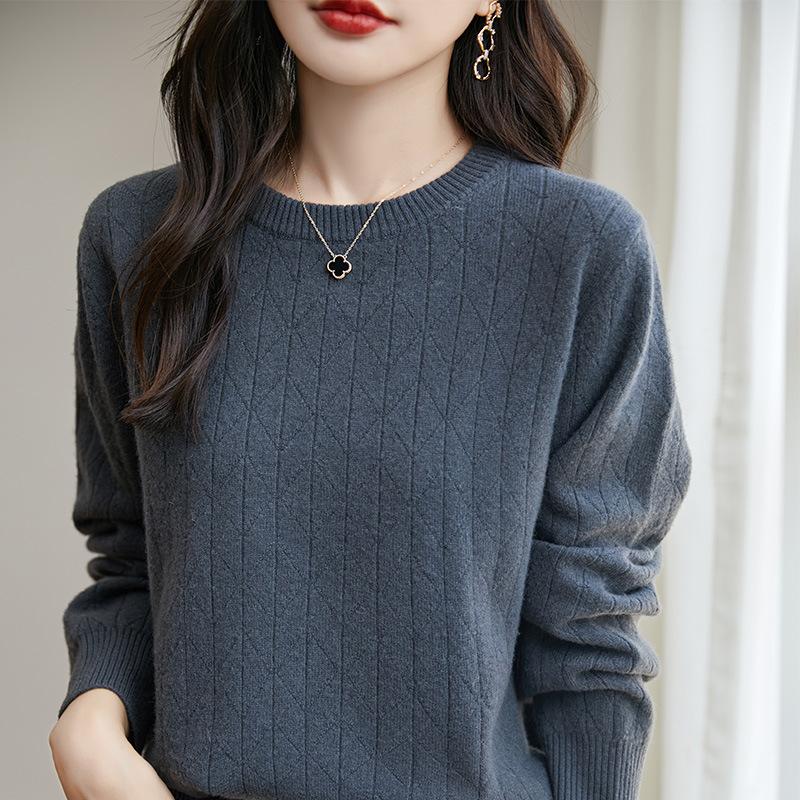 

Осень и зима новый трикотажный свитер с круглым вырезом и длинными рукавами женский свободный однотонный модный теплый свитер-пуловер One Size