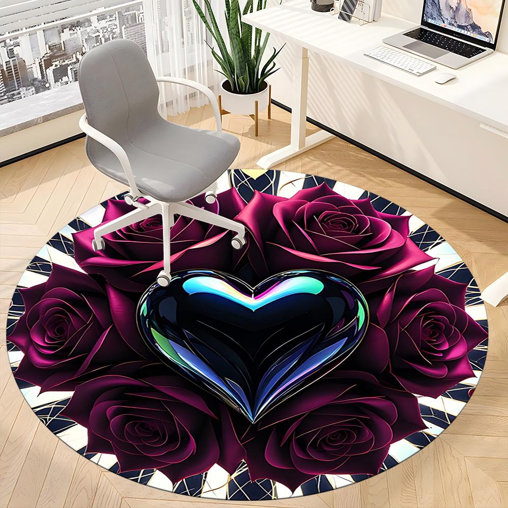 1pc Heart Roses Carpet for Office, Non-slip, Soft and Durable Office Rug, Perfect for Office Yy260128095
