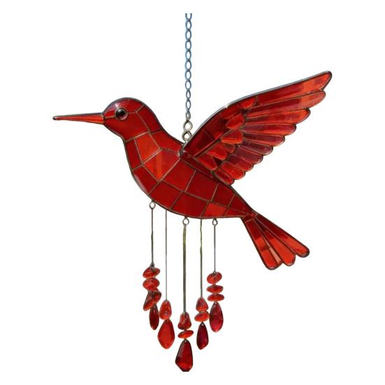 Bird Wind Chime Colorful Sea Glass Design Peaceful Sounds Weather-resistant Wind Chime Outdoor Home Decoration