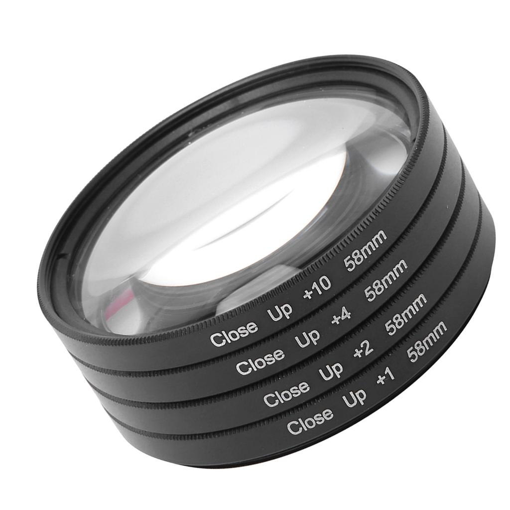 Optical Glass Macro Close Up +1 +2 +4 +10 Lens Filter Kit 58mm for Canon Nikon Sony Cameras