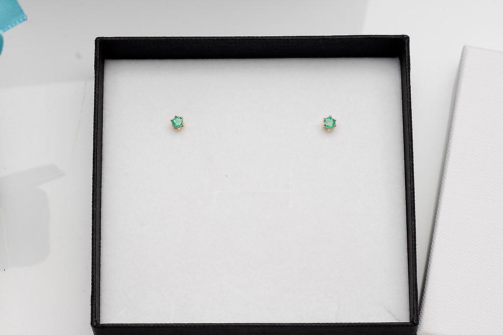 Gold Earrings with Emeralds