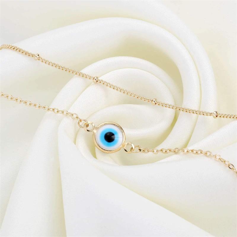 Bracelet Chaîne à Maillons en Acier Inoxydable Fait Main Bonne Chance Œil Turc Maléfique Couleur Dorée Pour Femmes Hommes Bijoux Cadeau de Fête