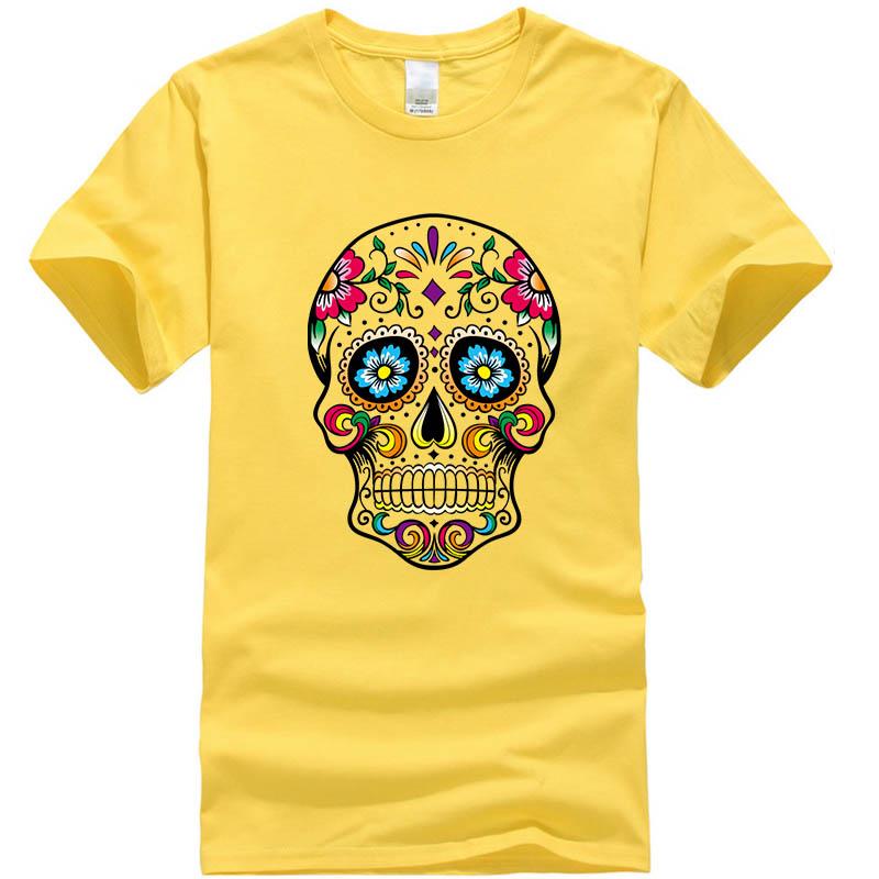 

T-Shirts Cotton Loose Cool Skull Printed Casual Short Sleeve Men s T-shirt XXXL жёлтый