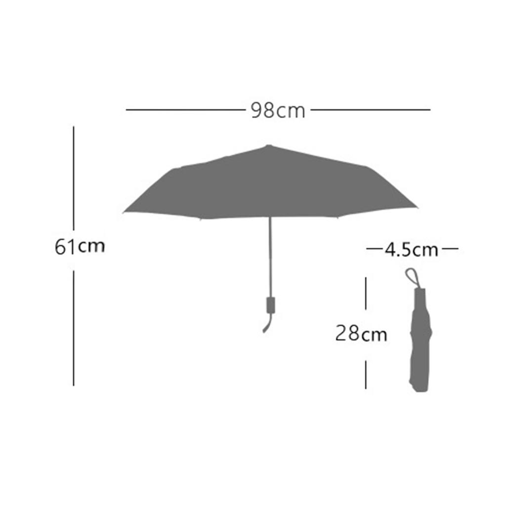 Portable Umbrella Tri Fold 8 Ribs Rain Sun Dual Use Windproof Foldable Plaid Pattern Umbrella for Outdoor Travel White