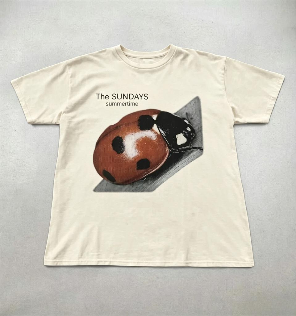 The Sundays Summer Time Vintage Cotton Tshirt Funny Pattern Print Tee Unisexs Unisexs Ins Style Y2k Streetwear 2026 New Tee Tops