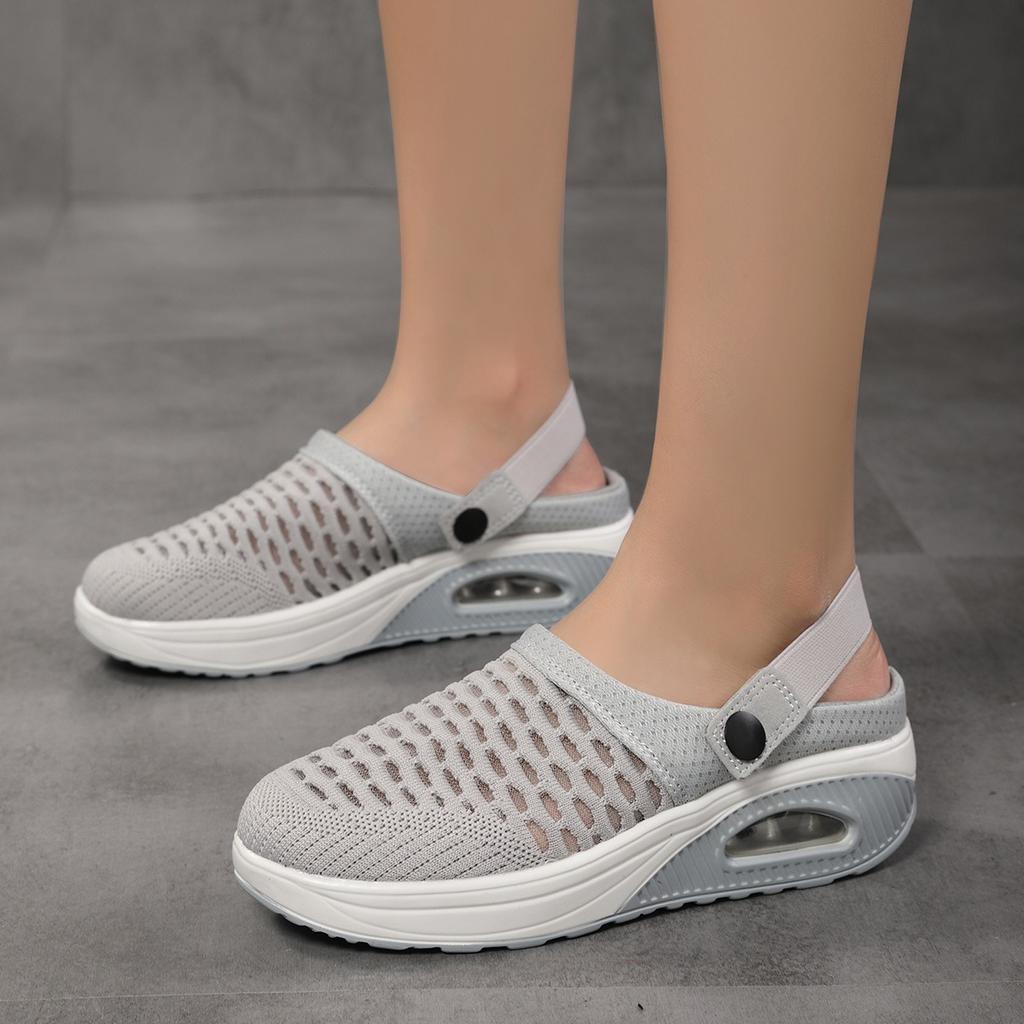 Modische Damen-Wanderschuhe mit Kissen, Slip-On, orthopädische Diabetiker-Damen-Plateau-Pantoletten, Mesh, leichte Slipper, Keilabsatz, Damen-Sneaker