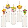 Theme Mexican Disposable Paper Straws With Cartoon Decor For Childrens Party