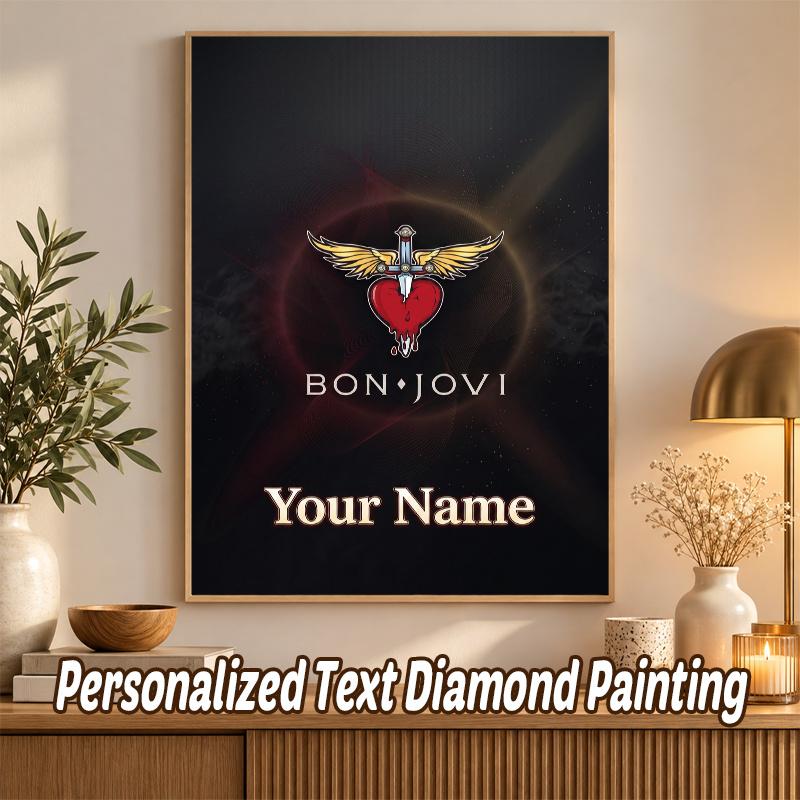 Bon Jovi Custom Name Text 5D Diamond Painting Kit DIY Full Drill Diamond Art Decoration
