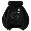Warm Kids Hooded Pullover, Simple Outline Drawing Dog Face With Lovely Heart Front Graphic Sweatshirt, Autumn Winter Casual Long Sleeve Top