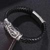 Classic Black Leather Scorpion Bracelet with Stainless Steel Magnetic Buckle