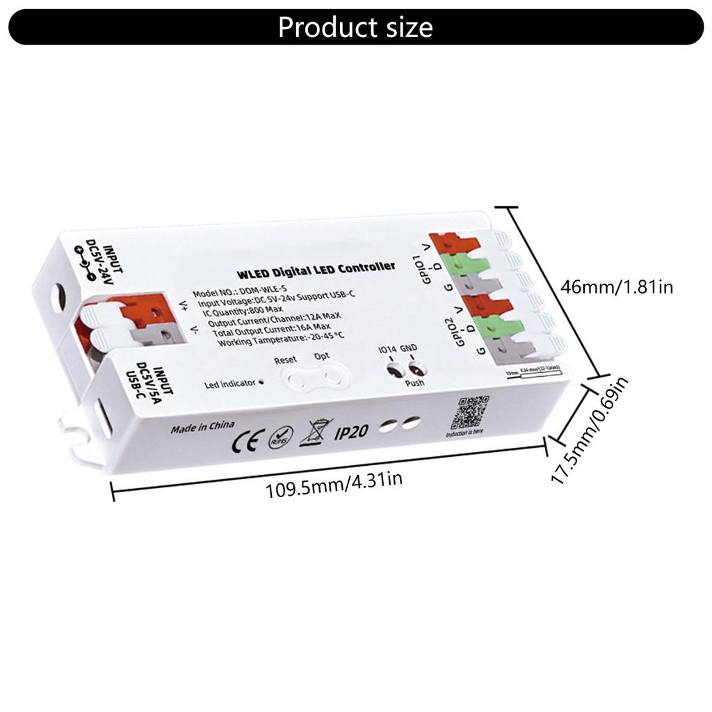 8266 WLED Digital LED Strips Controller Easy Wiring App Controls Addressable LED Controller Intelligent Home Controls