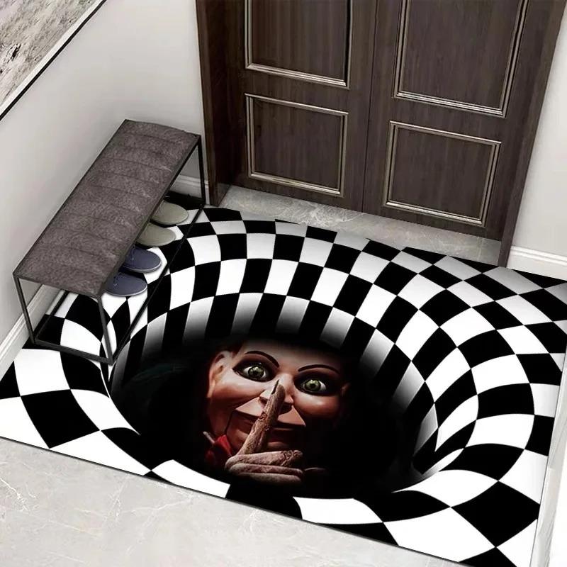 Copertura per tombino 3D di Halloween Tappetino Horror Tappeto di Halloween Trappola del Clown Tappetino d'ingresso Cucina Bagno Camera da letto Tappetini decorativi per pavimenti