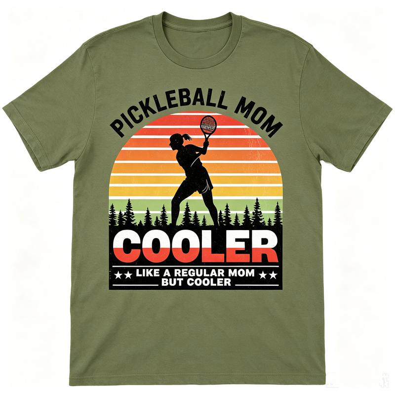 Pickleball Mom Cooler TShirt Vintage Sunset Sport Graphic Tee Casual Short Sleeve Shirt for Unisex Gift Streetwear Player Lover