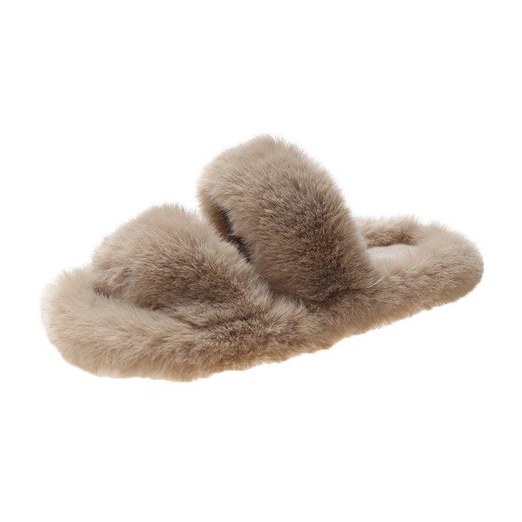 Women's Wool Slippers Candy Color Autumn and Winter New Double One-Piece Open-Toe Slippers Wool Cotton Slippers