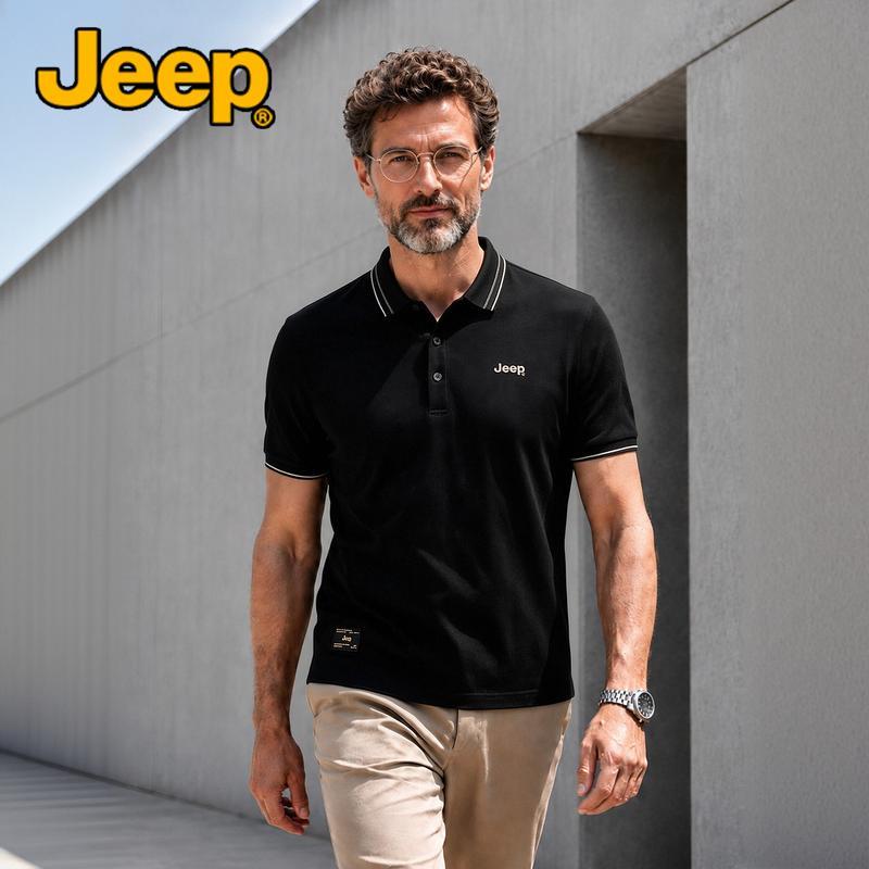 JEEP Men s Silk-Cotton Blend Short Sleeve Polo Shirt 3XL