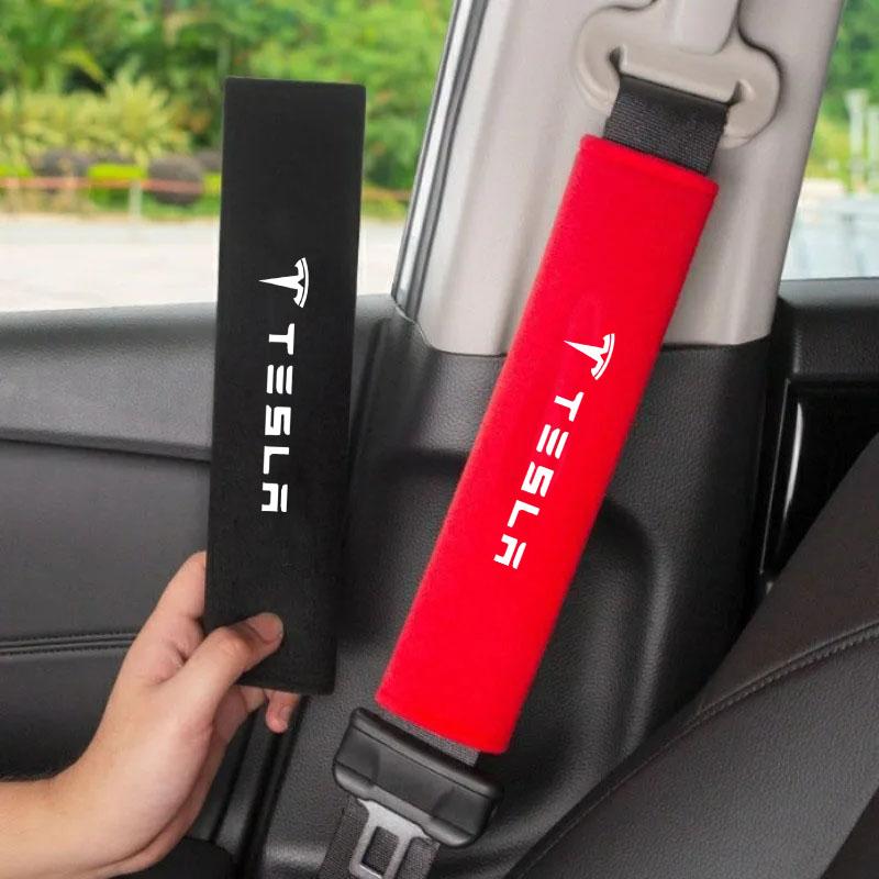 2Pcs Tesla Model Y  3 X  S Car Safety Belt Cover Adjustable Seat Belt Cover for Auto Accessories