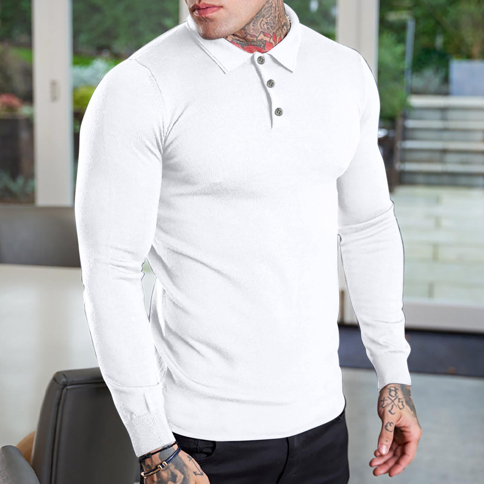 

Мужская повседневная однотонная свободная футболка с длинным рукавом с принтом Po Lo Shirt M белый