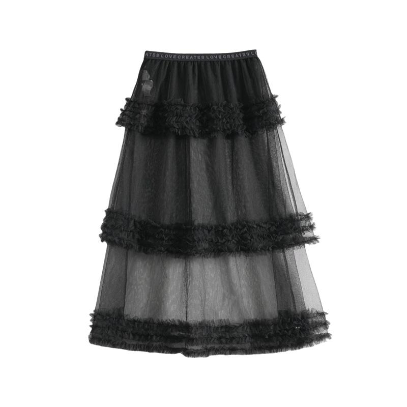 Di*Su Women's Mesh Splicing Layered Cake Skirt