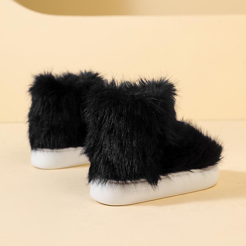 Warm Winter Cotton Shoes Women Warm Fur Home Slippers EVA Non-Slip Plush Slippers Indoor Couple Thick Sole Footwear Slides