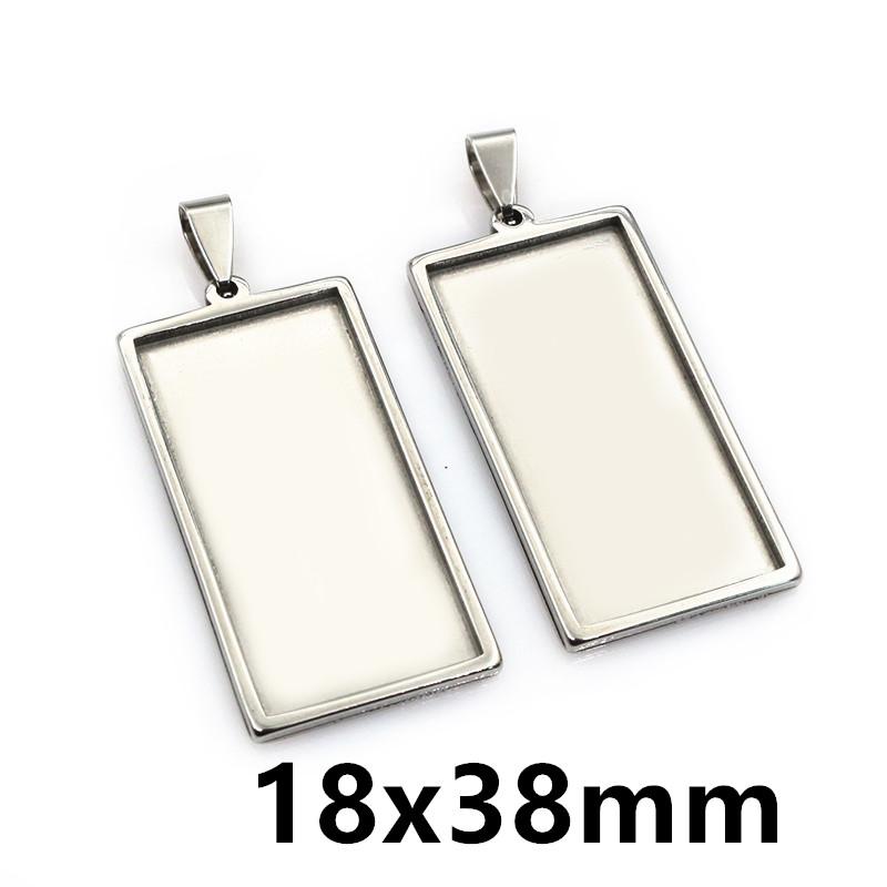 5pcs Stainless Steel 10x25mm 10x50mm Inner Size Rectangle Square Pendant Cabochon Blank Base Setting Tray for DIY Jewelry Making