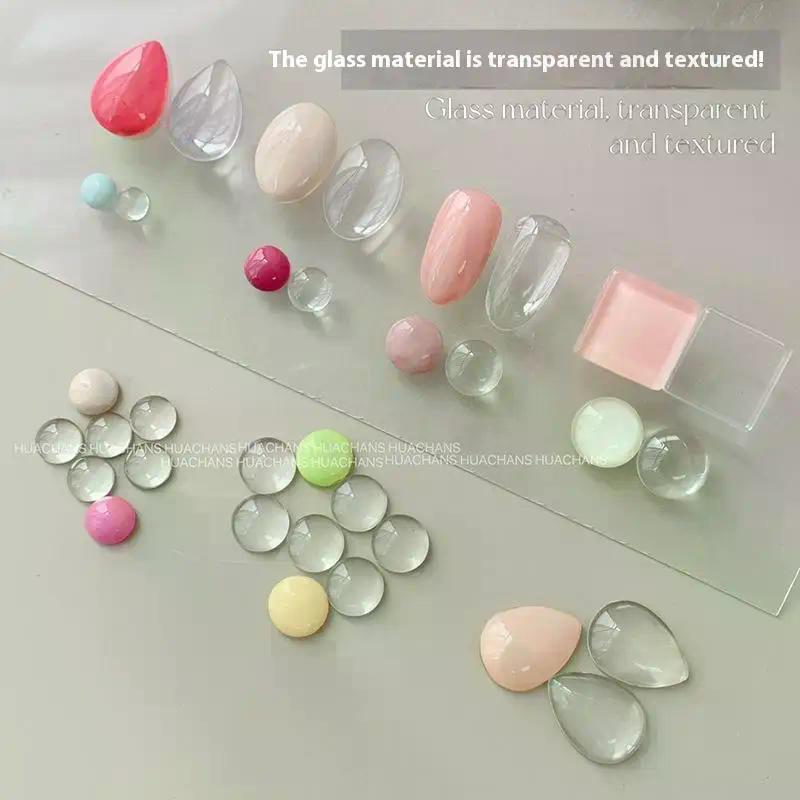 Mini Glass Color Card Manicure Bean Color Card Nail Polish Glue Plate Nail Polish High Transparent 3D Round Bead Manicure Tool