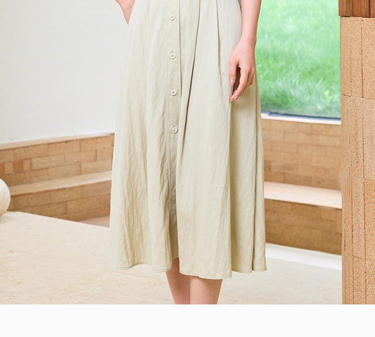 Round neck sleeveless waist cinched dress for women in summer 2026, suitable for commuting and slimming, mid length A-line shirt skirt