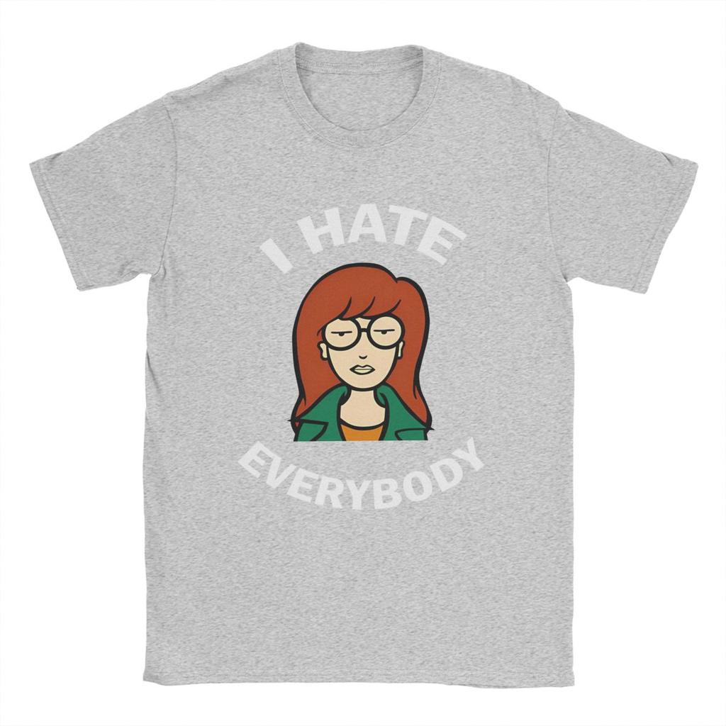 Herren T-Shirt Cartoon D-Darias Ich hasse alle Humor Baumwolle T-Shirt Kurzarm Starke Tapferkeit MTV T-Shirt Rundhals Oberteile Geschenk