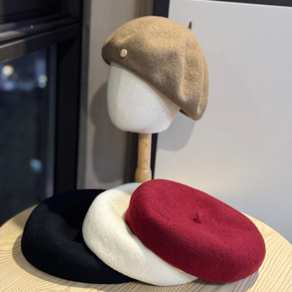 Temperament Korean Style Beret Autumn and Winter Hat Face Small Big Head Circumference Painter Hat Black All Match Beret Hat