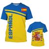 Vintage Spain Graphic T Shirt For Men Spanish Flag 3D Print T-Shirts Oversized Short Sleeve Tops Streetwear Round Neck Tees