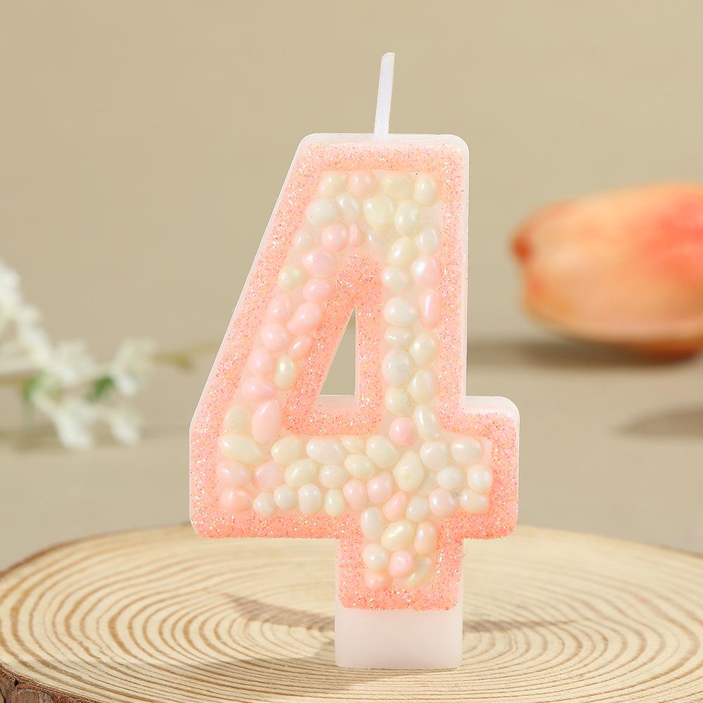 

Handmade Pebble Powder Number Candles for Birthday and Party Decorations Edged Pebble Powder