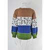 Women's Autumn and Winter Leopard-print Patchwork Knitted Pullover Plus Size Sweater