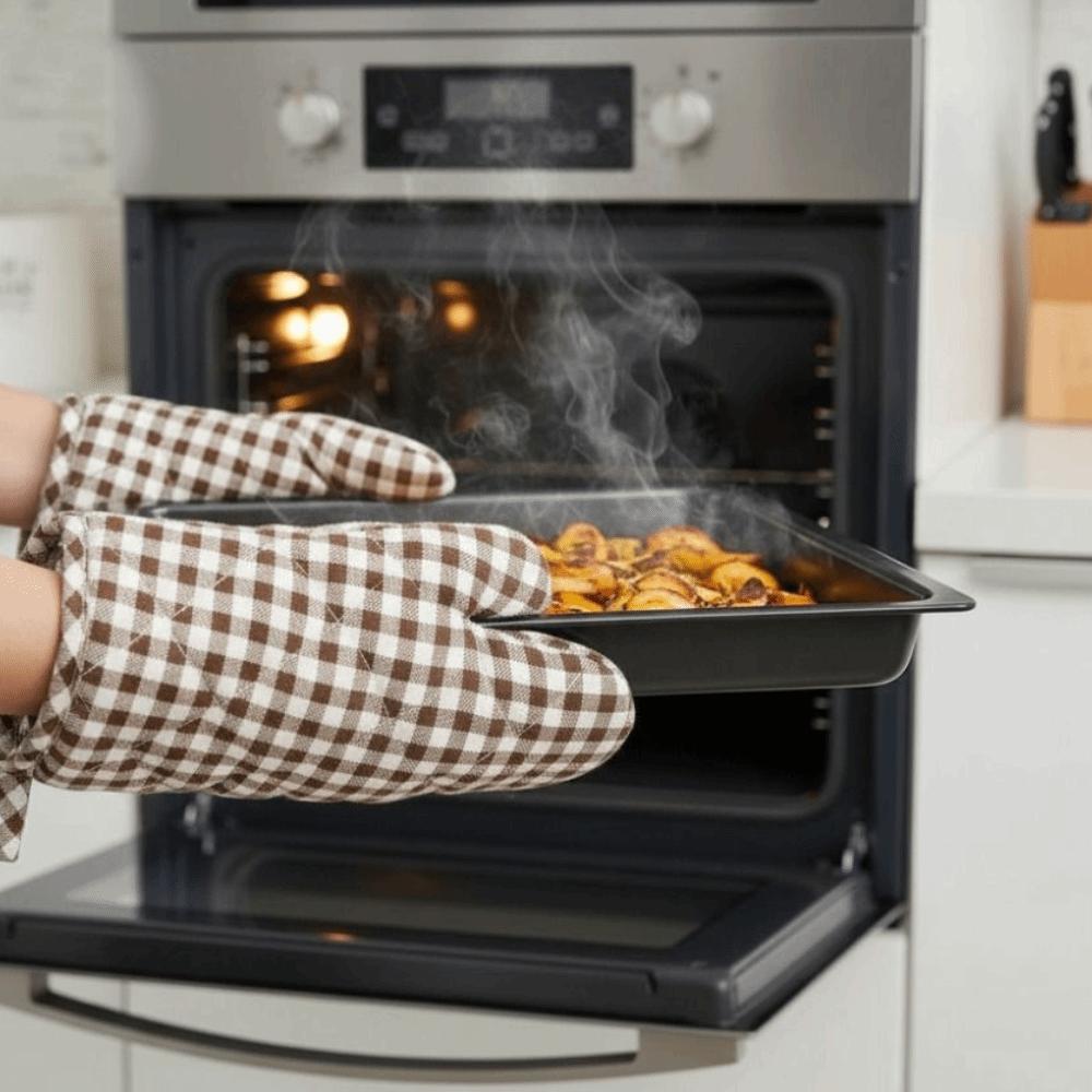 4 Piece/Set Cotton Lining Lattice Oven Gloves Anti Scald Pot Holder Insulated Glove  Cooking