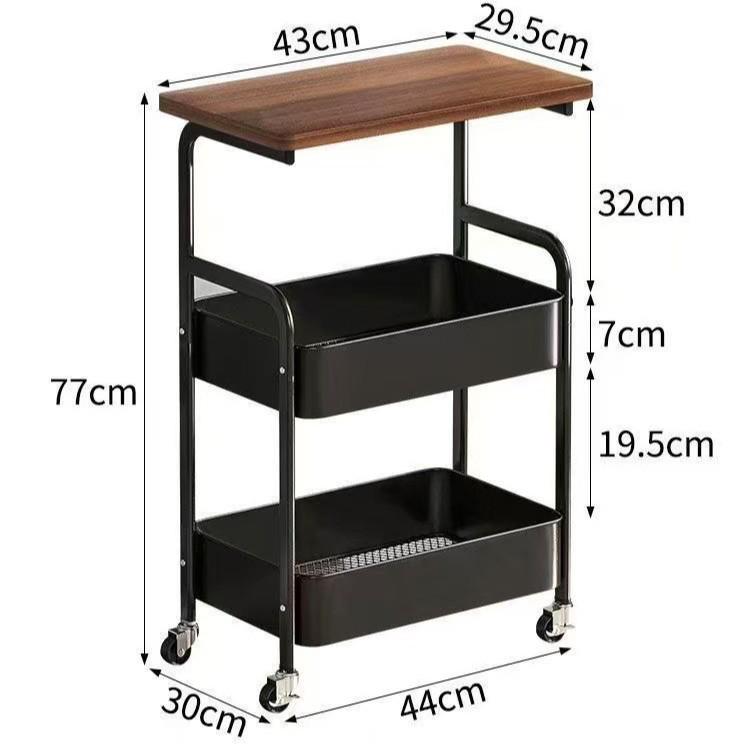Carrello Snack Retro-Style Mobile con Scaffalatura Multi-livello e Organizer da Tavolo