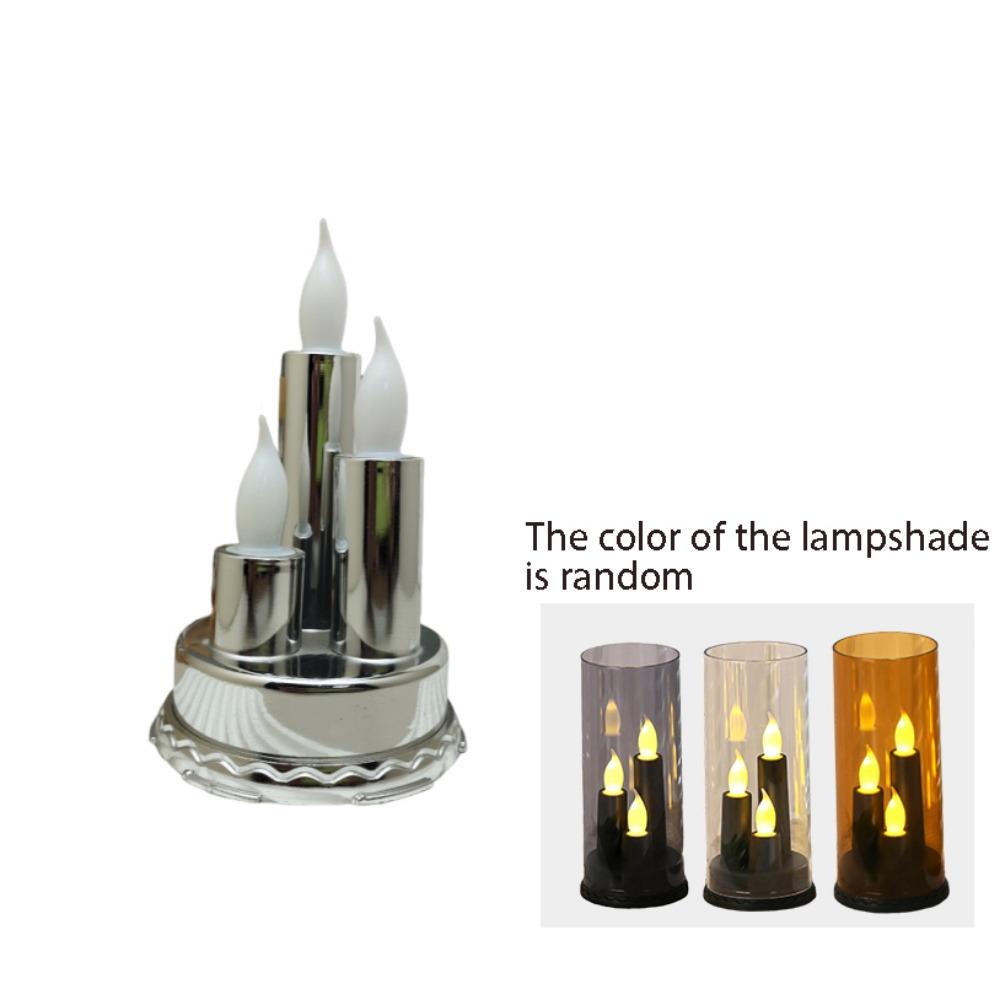 3 in 1 LED Flameless Candle Flickering Taper Electronic Candle Light Three-Wick With Lampshade Flameless Pillar Candle