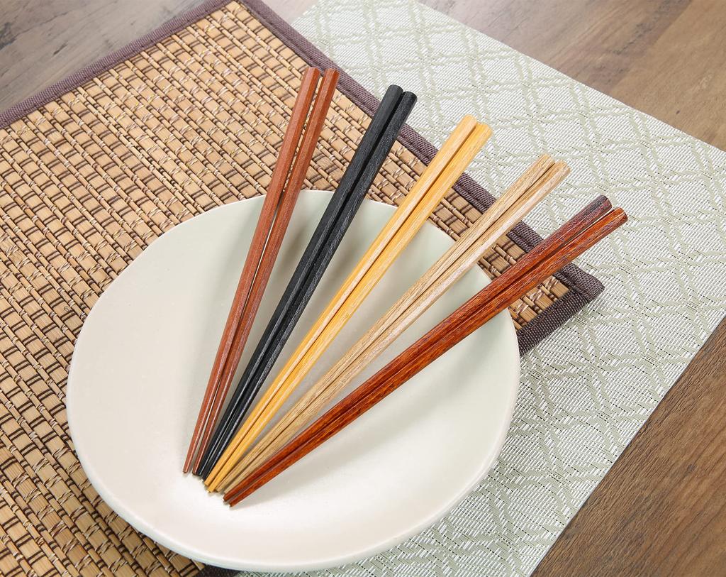 Fujiboeki Octagonal Set of 5 Made of Natural Lucky Charm Item 15418 Chopsticks, 22.5cm, Pairs, Wood, Chopsticks, No.