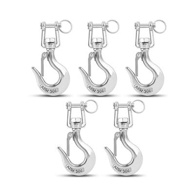 5Pcs 304 Stainless Steel American Type Trigger Clevis Type Swivel-Eye Lifting Snap Tone Hook with 150KG Working Load Limit
