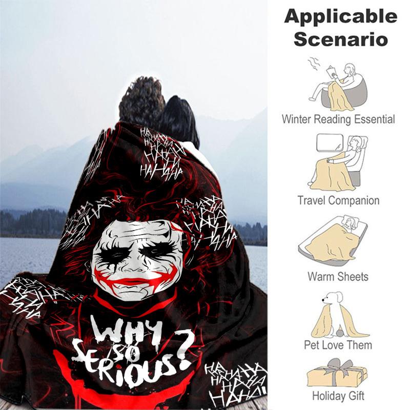 1pc Joker Why So Serious Cartoon Blanket,Portable Throw for Travel & Camping, All Season Cozy Blanket,Ideal Gift