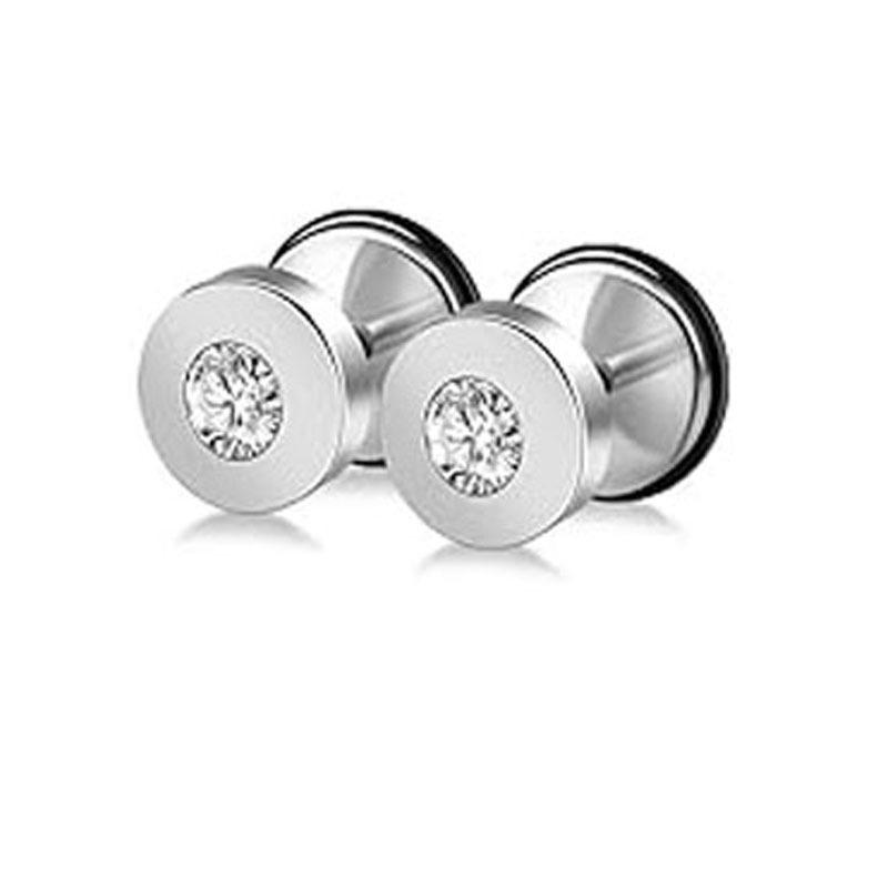 Pendientes Redondos de Acero Inoxidable con Cruz y Goteo de Aceite para Hombre