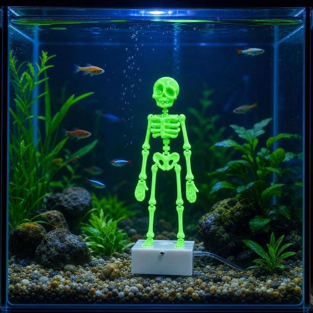 Luminous Dancing Skeleton Bubbler Bubble Activated Skeleton Air Stone Aquarium Landscaping