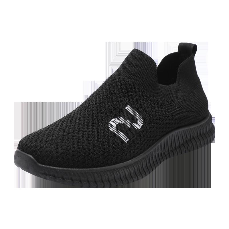 Женская обувь носки новинка 2023 года повседневная обувь дышащая легкая обувь без шнуровки с сетчатой поверхностью для мам 36 чёрный 1459₽