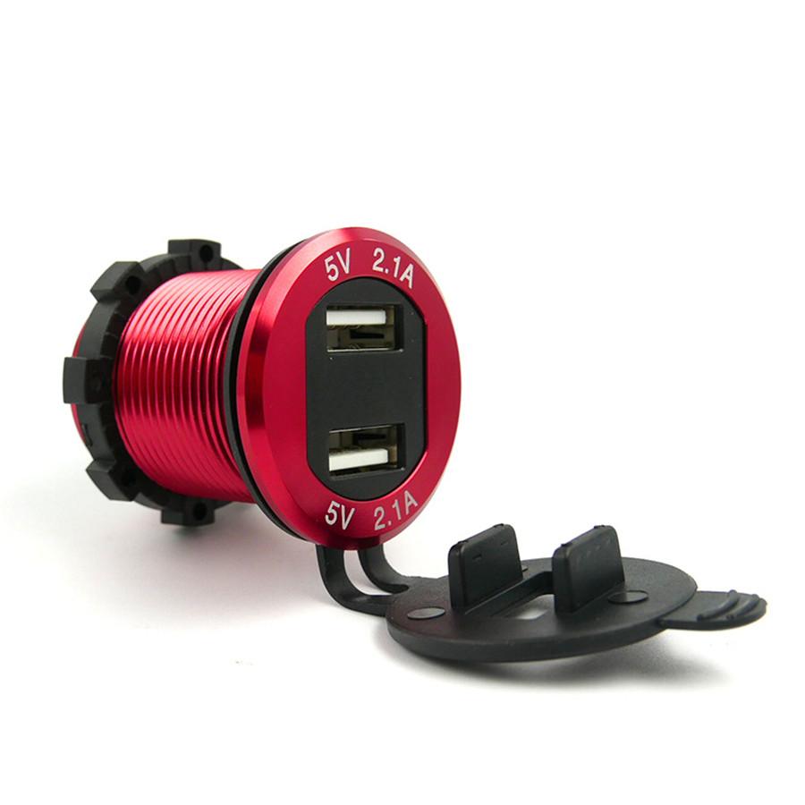 Dual Port USB Car Cigarette Lighter Charger Socket w/ Red LED Digital Voltmeter